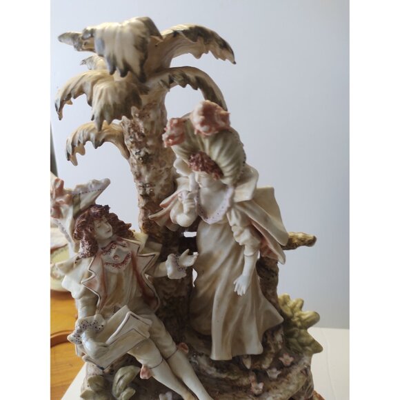 Vintage Arnart Figurine Ceramic Victorian 14" Tall Couple seated near Palm Trees - Picture 15 of 16